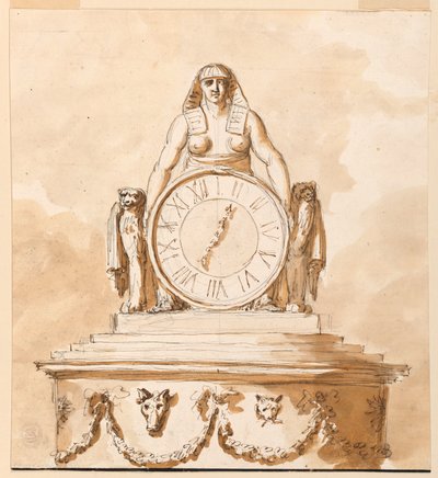 Progetto per una proposta leggermente variata per la parte superiore del piedistallo e la figura con il quadrante da Giuseppe Barberi