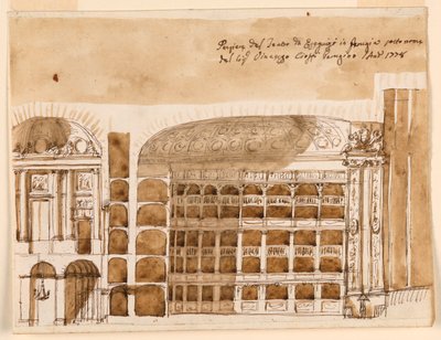 Sezione di un teatro a Perugia da Giuseppe Barberi