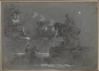 Scultura monumentale in un parco al chiaro di luna da Giuseppe Bernardino Bison