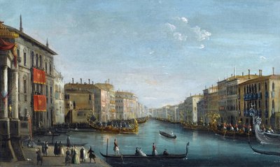Vista del Canal Grande dal Palazzo Balbi verso il Ponte di Rialto con una regata da Giuseppe Bernardino Bison