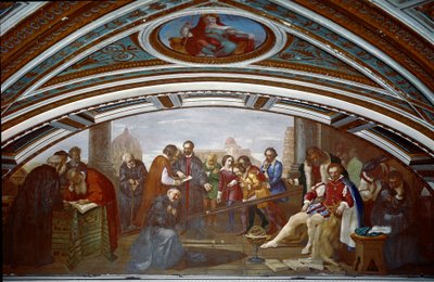 Galileo Galilei (1564-1642) dimostra la legge sulla caduta e la gravità (dipinto di Giuseppe Bezzuoli) da Giuseppe Bezzuoli