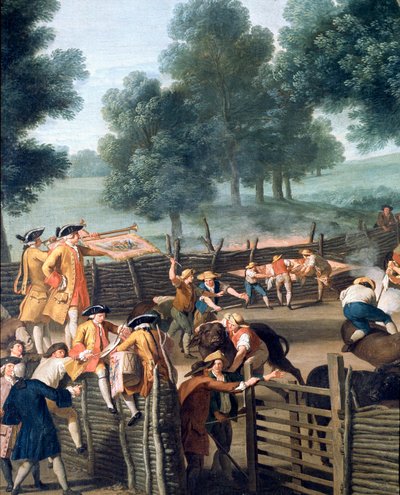 Marchiatura del bestiame vicino a Roma. Il pubblico degli aristocratici, dettaglio da Giuseppe Bottani