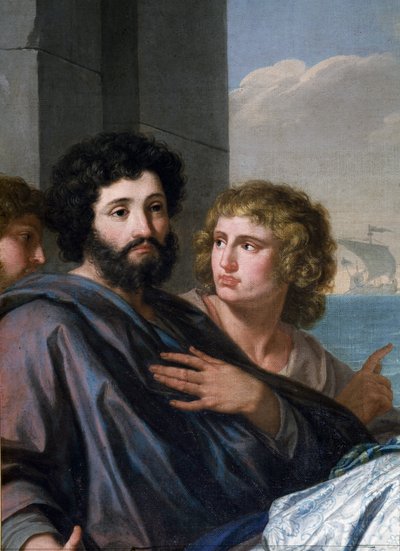 Santa Paola Romana parte per la Terra Santa. Vedova a 33 anni, seguì San Girolamo e partì con sua figlia Santa Eustochio in pellegrinaggio con lui nel 385 verso i Luoghi Santi. (dettaglio) da Giuseppe Bottani
