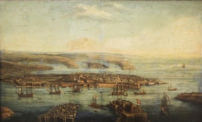 Veduta del Grand Harbour, Marsamxett e Valletta da Giuseppe Caloriti