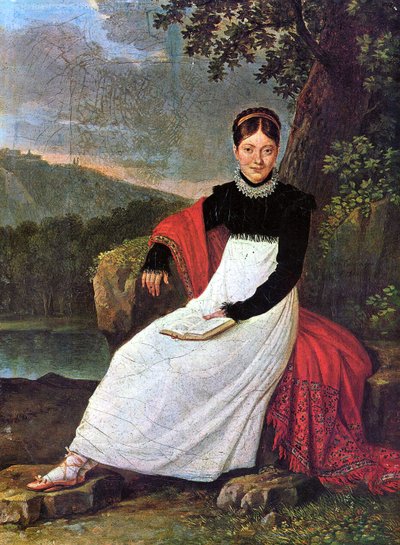 La regina Carolina (Bonaparte) di Napoli nel costume tradizionale di un contadino napoletano. da Giuseppe Cammarano