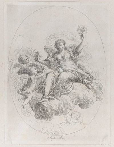 Figura allegorica su una nuvola con putti, dopo Stefano Pozzi da Giuseppe Canale