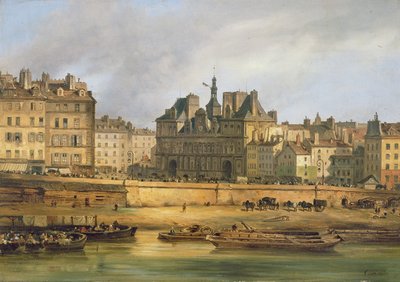 Hotel de Ville e lungofiume, Parigi, 1828 da Giuseppe Canella