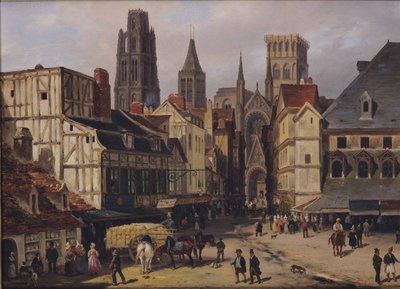 Place de la Haute-Vieille-Tour, Rouen, 1824 da Giuseppe Canella