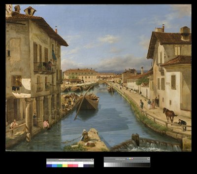 Veduta del Canale Naviglio dal Ponte San Marco a Milano da Giuseppe Canella