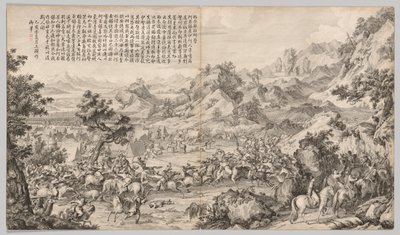 Attacco al campo di Gatan Ola: dalle Scene di battaglia della repressione delle ribellioni..., c. 1765-1774 da Giuseppe Castiglione