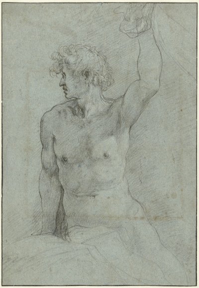 Studio di nudo di giovane uomo seduto da Giuseppe Cesari
