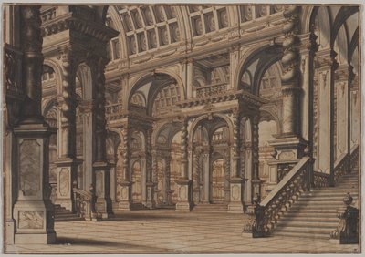 Sala monumentale con scala, secondo quarto del XVIII secolo da Giuseppe Galli Bibiena
