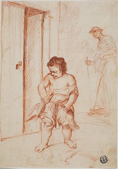 Studio di due figure (recto); Copia frammentaria (verso) da Giuseppe Maria Crespi