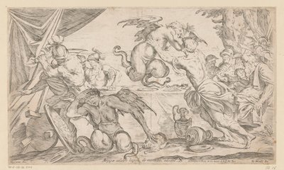 Enea e i suoi compagni combattono con le Arpie da Giuseppe Maria Mitelli