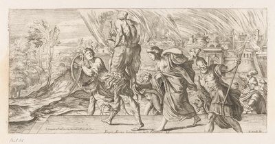 Enea fugge con la sua famiglia da Troia da Giuseppe Maria Mitelli