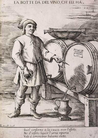 Barile che dà il vino che contiene, Proverbio da Giuseppe Maria Mitelli