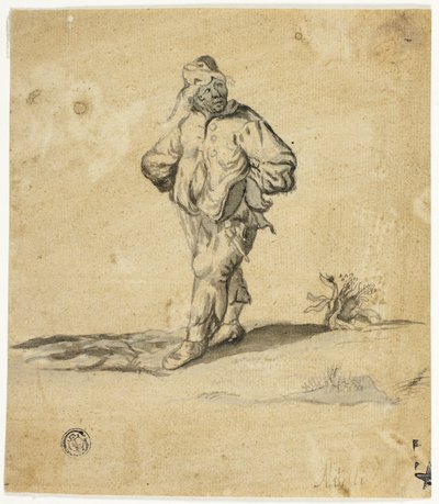 Contadino in piedi con le braccia aperte da Giuseppe Maria Mitelli