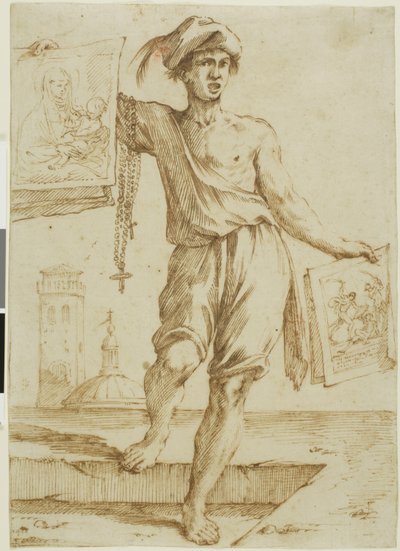 Venditore di rosari e immagini sacre da Giuseppe Maria Mitelli