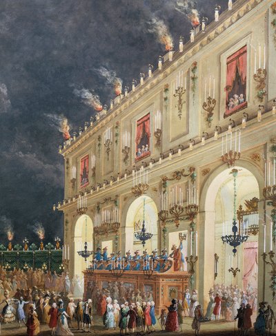 Celebrazione alle Cascine in onore di Ferdinando III, concerto notturno nel cortile del casino da Giuseppe Maria Terreni