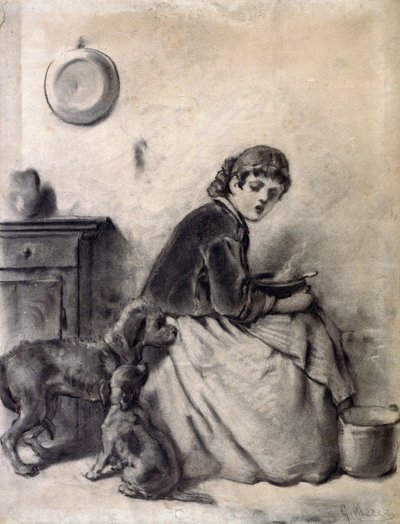 Donna con cani da Giuseppe Mazza