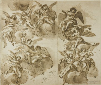 Progetto per soffitto: Angeli (recto); Schizzi di angeli (verso) da Giuseppe Nicola Nasini