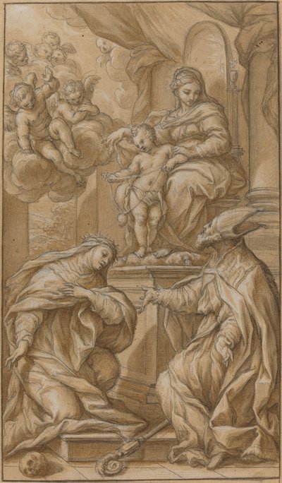 La Madonna col Bambino in Trono, Adorata da Due Santi da Giuseppe Nicola Nasini
