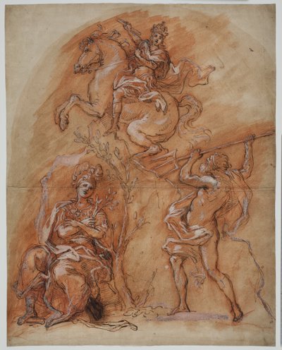 Allegoria con un monumento equestre, Minerva e Nettuno da Giuseppe Passeri