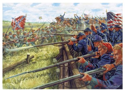 Guerra Civile Americana: battaglia tra i grigi (soldati della confederazione) e i blu (soldati dell