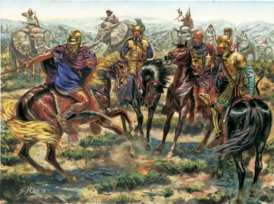 Antica Roma: rivolta di Amsicora (Hampsicora o ampsicora) (III secolo a.C.) Latifondista cartaginese contro il potere romano nel 215 a.C. - Antica Roma: ribellione di Ampsicora contro Roma nel 215 a.C. - Illustrazione di Giuseppe Rava da Giuseppe Rava