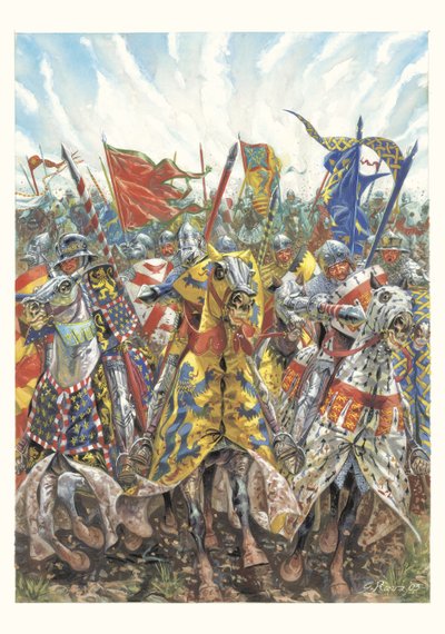 Carica dei cavalieri francesi alla Battaglia di Azincourt (25 ottobre 1415) da Giuseppe Rava