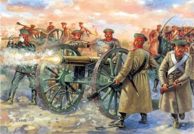 Guerra di Crimea: artiglieria russa nella battaglia di Balaklava il 25 ottobre 1854 da Giuseppe Rava