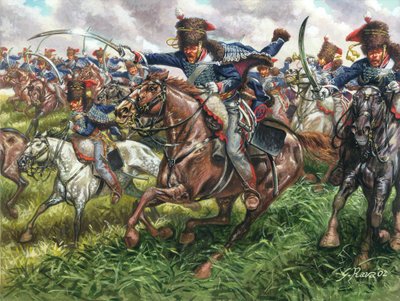 Primo Impero: la carica del 15º reggimento di dragoni inglesi alla Battaglia di Waterloo il 18/06/1815 - Illustrazione di Giuseppe Rava da Giuseppe Rava