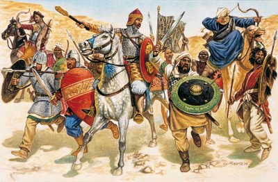 Guerra Santa: soldati musulmani che combattono contro il nemico cristiano da Giuseppe Rava