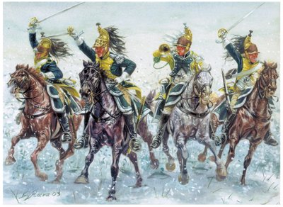 Guerre napoleoniche: dragoni inglesi in carica - Illustrazione di Giuseppe Rava da Giuseppe Rava