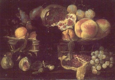 Un cesto di frutta e un piatto di frutta da Giuseppe Recco