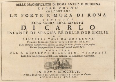 Delle Magnificenze di Roma Antica e Moderna (vol. 1) da Giuseppe Vasi