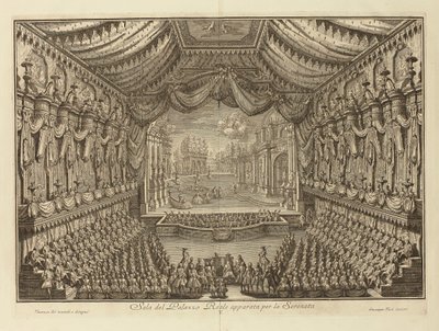 La rappresentazione de La Serenata nel Palazzo Reale di Napoli da Giuseppe Vasi