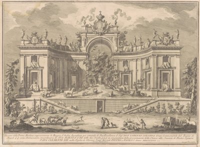 La Prima Macchina per la Chinea del 1766: Il Palazzo di Orfeo da Giuseppe Vasi, after Giuseppe Palazzi, after Paolo Posi