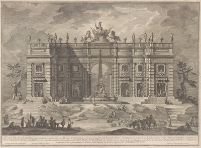 La Seconda Macchina per la Chinea del 1772: Una Piazza con un Mercato del Gioco e la Fontana del Pantheon da Giuseppe Vasi, after Giuseppe Palazzi, after Paolo Posi