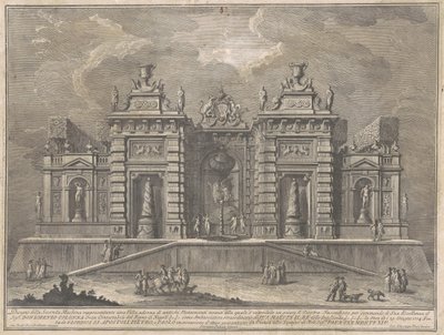La Seconda Macchina per la Chinea del 1774: Una Villa con Monumenti Antichi e un Gioco di "Giostra" da Giuseppe Vasi, after Giuseppe Palazzi, after Paolo Posi