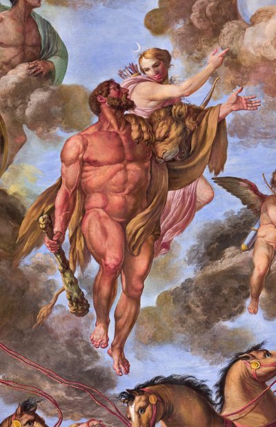 Dettaglio rappresentante Artemide, Apoteosi di Ercole da Giuseppe Velasco