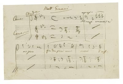 Autografo: Opera Ernani, Finalarie Solingo, errante e misero da Giuseppe Verdi
