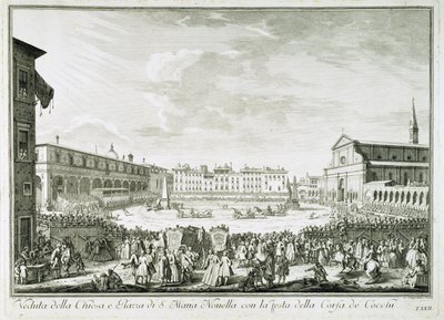 Festa della Corsa dei Cocchi in Piazza Santa Maria Novella. Disegno di Giuseppe Zocchi (1711-1767). Firenze, Biblioteca Riccardiana. da Giuseppe Zocchi