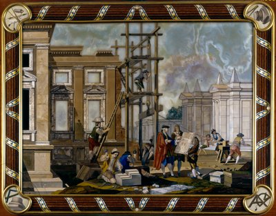 Pannello in pietre dure raffigurante Architettura da Giuseppe Zocchi