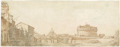 Veduta di Roma con la cupola di San Pietro e Castel Sant