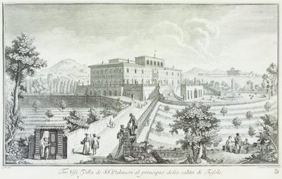 Villa Palmieri a Fiesole, di Giuseppe Zocchi (1711-1767), Veduta delle ville e dintorni in Toscana, Italia da Giuseppe Zocchi