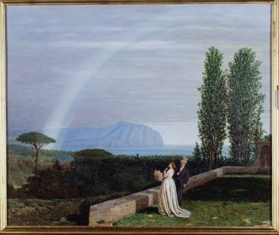 Paesaggio vicino a Genova, una coppia guarda un arcobaleno da Giuseppe delle Piane