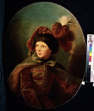 Ritratto del nano Bi Bi in uniforme da ussaro da Giuseppe or Josef Grassi