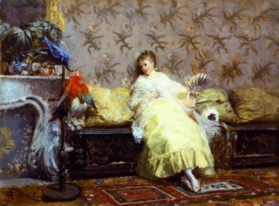 Signora con pappagalli, ca 1869 da Giuseppe or Joseph de Nittis