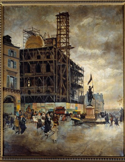 Place de Pyramides costruzione del padiglione Marsan (Parigi) nel 1880 da Giuseppe or Joseph de Nittis